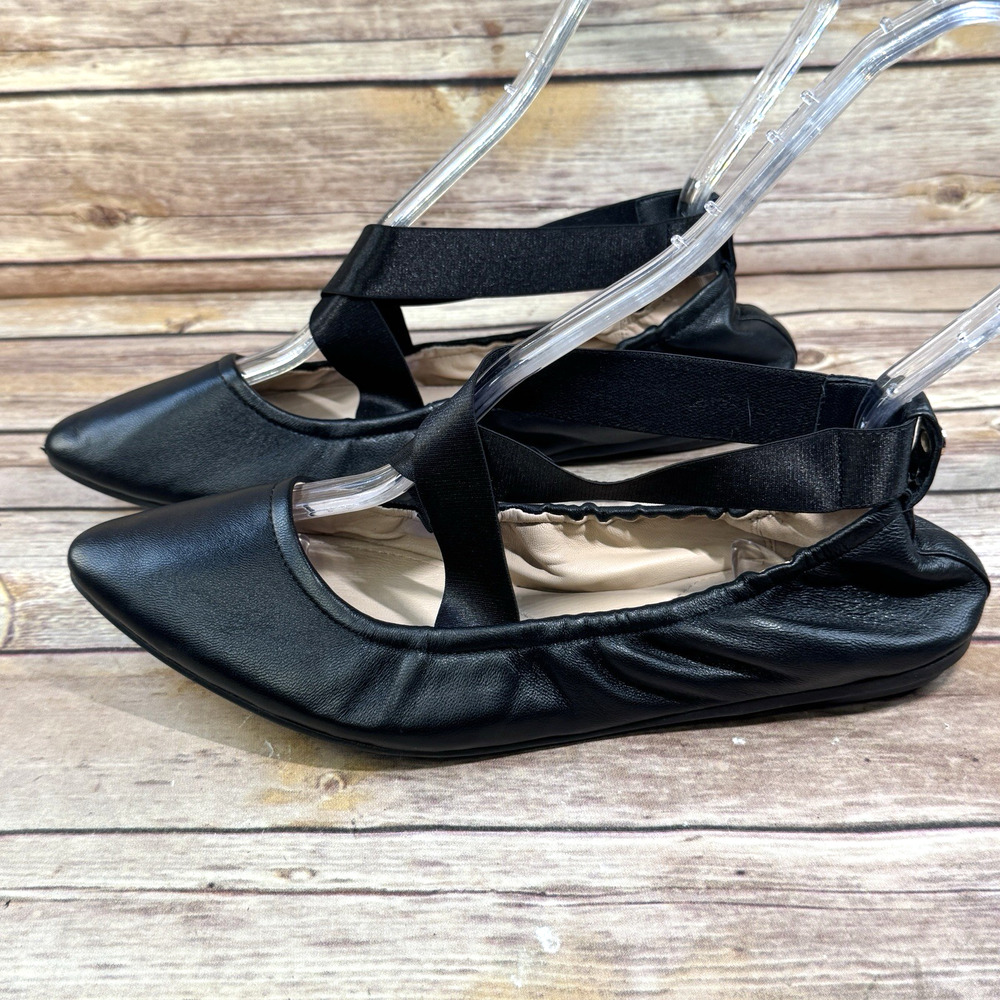 Taryn Rose Women’s Black Napa Leather Edina Pointed Toe Ballet Flat Shoes 9 - Picture 4 of 8